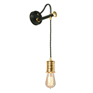 Douille 1 Light Wall Light - Black/Polished Brass - Comet Lighting