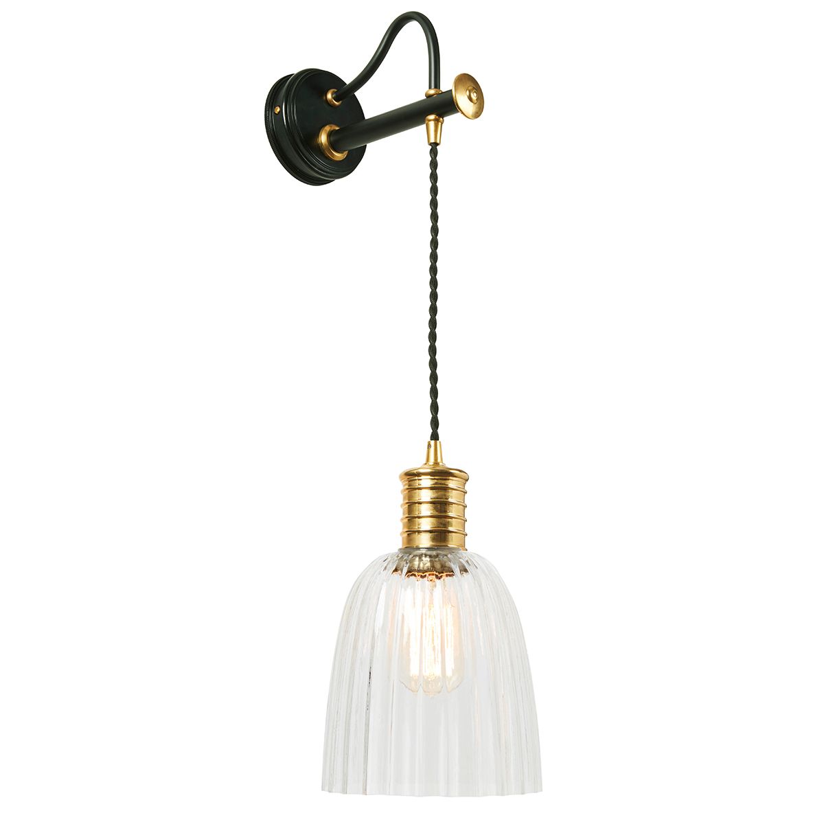 Douille 1 Light Wall Light - Black/Polished Brass