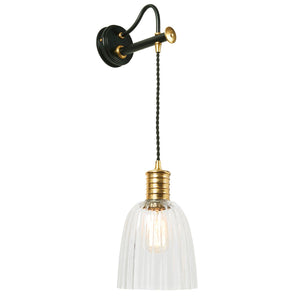 Douille 1 Light Wall Light - Black/Polished Brass - Comet Lighting