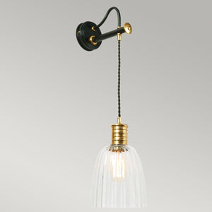 Douille 1 Light Wall Light - Black/Polished Brass - Comet Lighting
