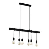 Eglo TOWNSHEND - 6Lt Pendant Ceiling Light black - Comet Lighting