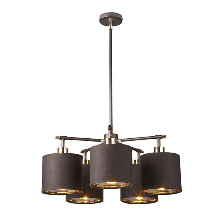 Balance 5-Light Chandelier Brown/Polished Brass - Comet Lighting