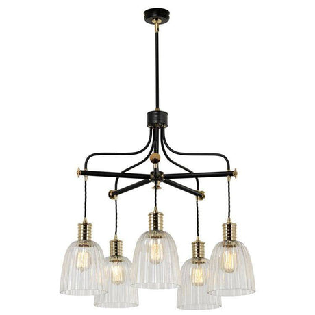 Douille 5-Light Chandelier - Black/Polished Brass - Comet Lighting