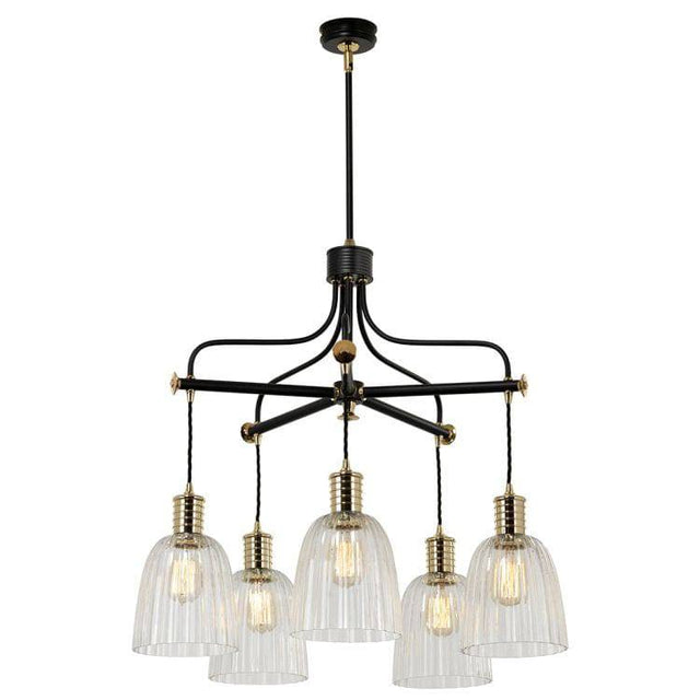 Douille 5-Light Chandelier - Black/Polished Brass - Comet Lighting