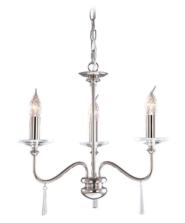 Finsbury Park 3-Light Chandelier Polished Nickel - Comet Lighting