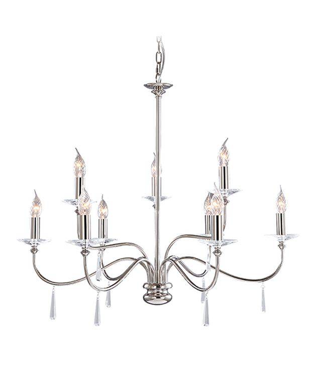 Finsbury Park 9-Light Chandelier Polished Nickel - Comet Lighting