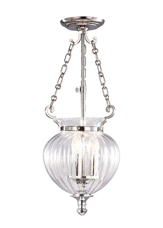 Finsbury Park Pendant Ceiling Light Small Polished Nickel - Comet Lighting