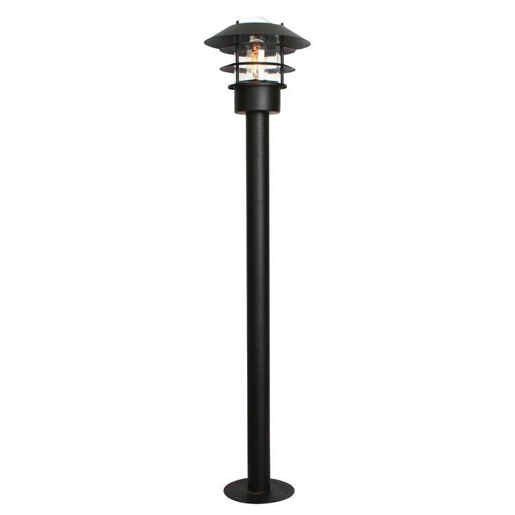 Helsingor 1-Light Outdoor Bollard Lantern - Black - Comet Lighting