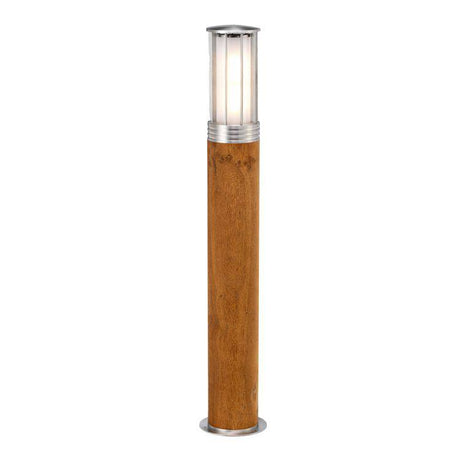 Hornsea 1 Light Bollard Teak with 316 Stainless Steel - Comet Lighting