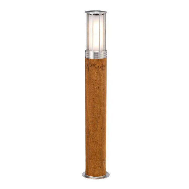 Hornsea 1 Light Bollard Teak with 316 Stainless Steel - Comet Lighting