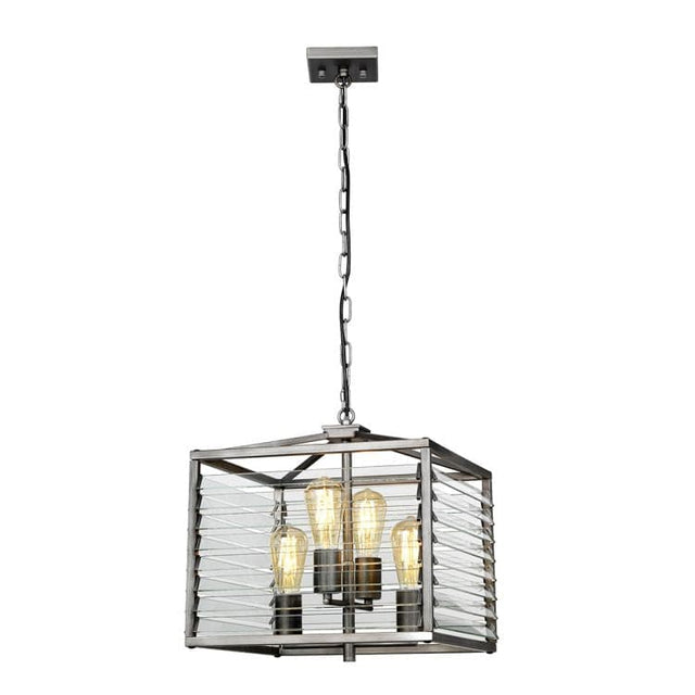 Louvre 4 Light Pendant Painted Gunmetal - Comet Lighting