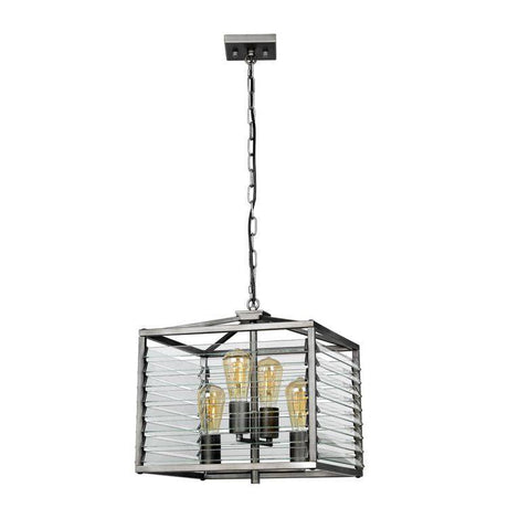 Louvre 4 Light Pendant Painted Gunmetal - Comet Lighting