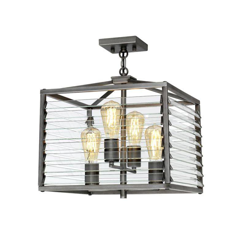 Louvre 4 Light Pendant Painted Gunmetal - Comet Lighting