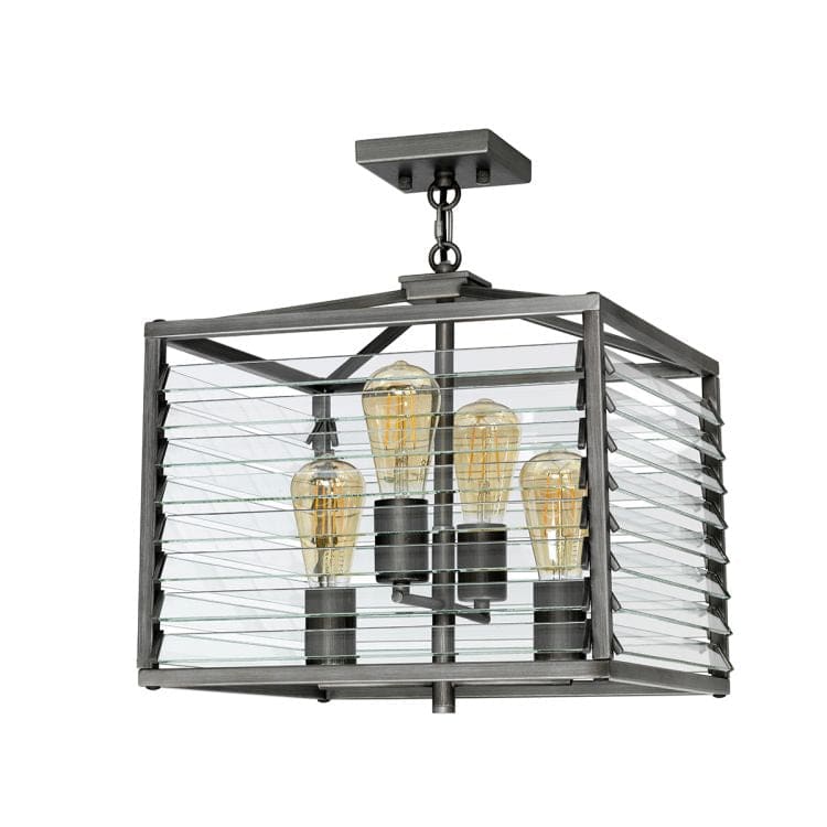 Louvre 4 Light Pendant Painted Gunmetal - Comet Lighting