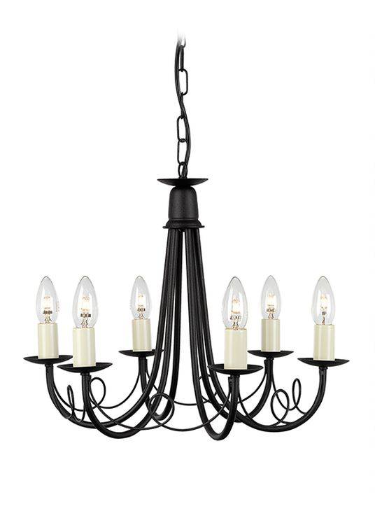 Minster 6-Light Chandelier Black - Comet Lighting