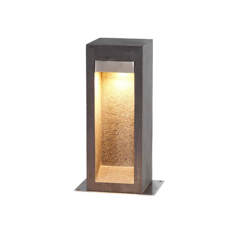 Parkstone LED Bollard 400mm Basalt Stone with Stainless Steel - Comet Lighting