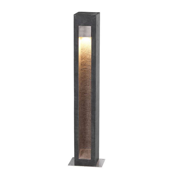 Parkstone LED Bollard 700mm Basalt Stone with Stainless Steel - Comet Lighting