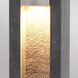 Parkstone LED Bollard 700mm Basalt Stone with Stainless Steel - Comet Lighting