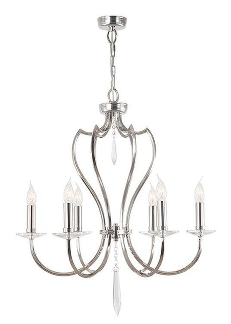 Pimlico 6-Light Chandelier Polished Nickel - Comet Lighting