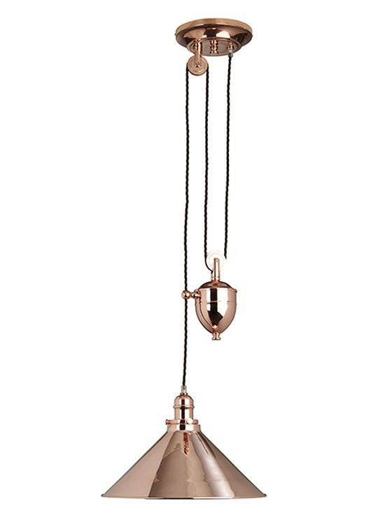 Provence 1-Light Rise and Fall Pendant Ceiling Light Polished Copper - Comet Lighting