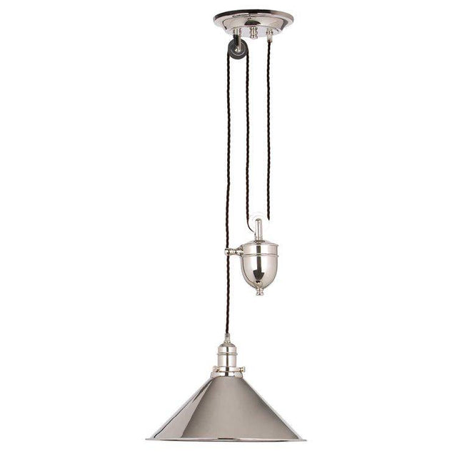 Provence 1-Light Rise and Fall Pendant Ceiling Light Polished Nickel - Comet Lighting