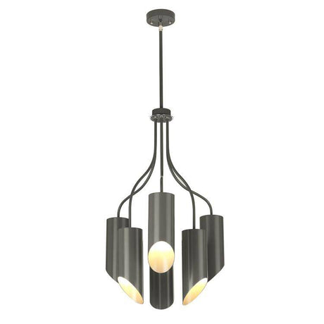 Quinto 6-Light Chandelier - Dark Grey Polished Nickel - Comet Lighting