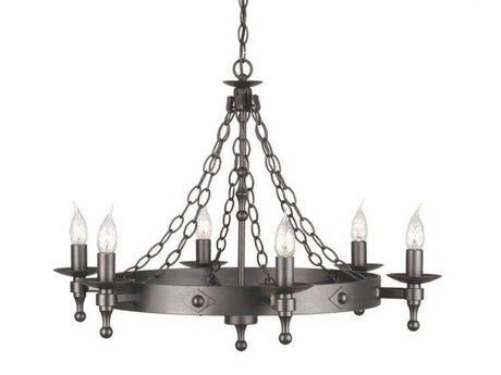 Warwick 6-Light Chandelier Graphite - Comet Lighting