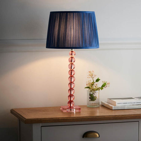 Adelie Blush Table Lamp & Wentworth 12 inch Blue Shade
