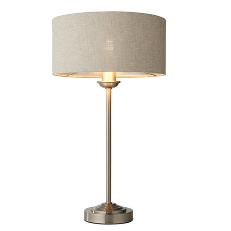 Highclere Table Lamp Brushed Chrome w/ Natural Shade