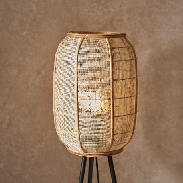 Zaire Tripod Floor Lamp Matt Black w/ Bamboo Shade