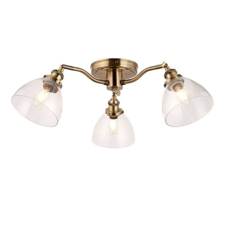 Hansen 3Lt Semi-Flush Ceiling Light Antique Brass