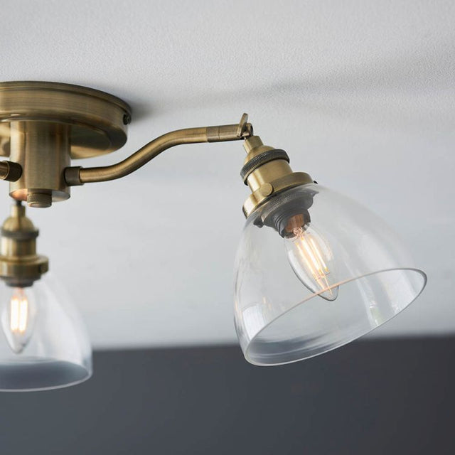 Hansen 3Lt Semi-Flush Ceiling Light Antique Brass