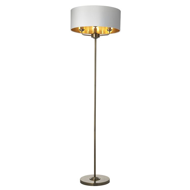 Highclere 3Lt Floor Lamp Antique Brass - Comet Lighting