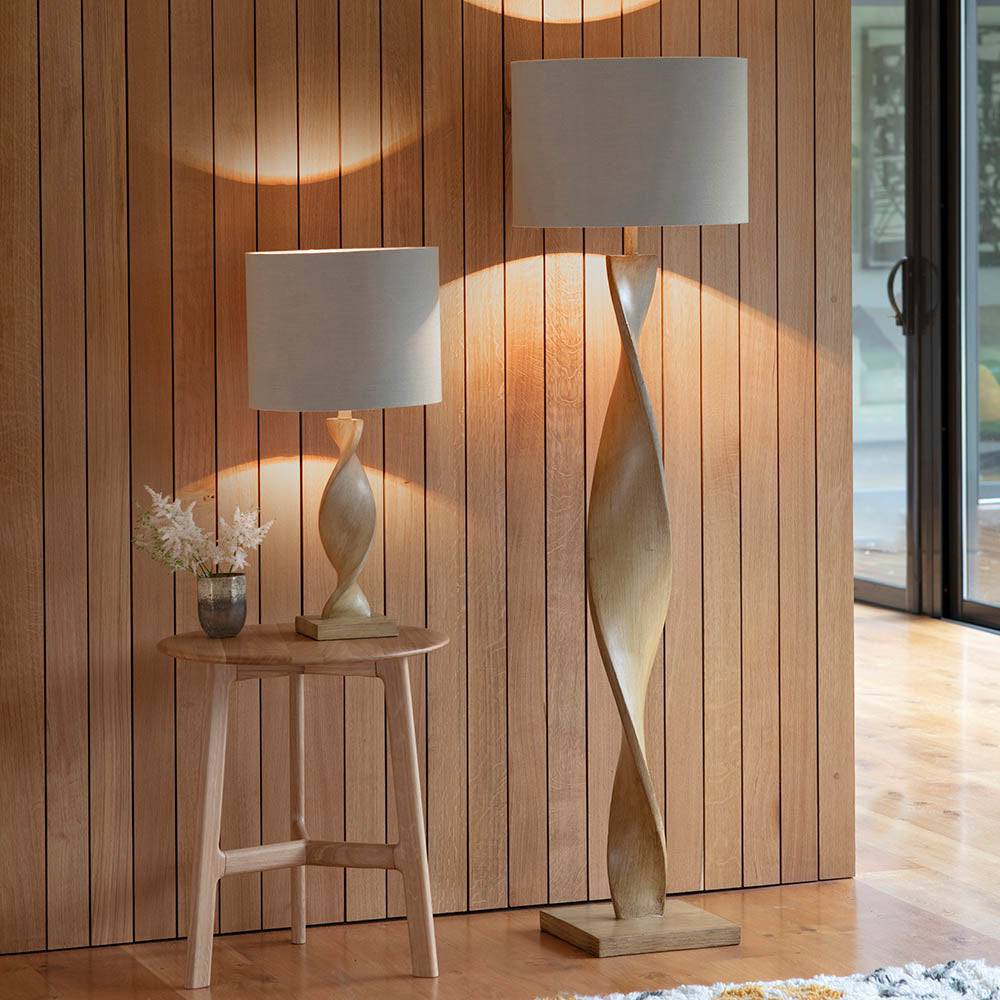 Abia Floor Lamp Oak Effect - Comet Lighting