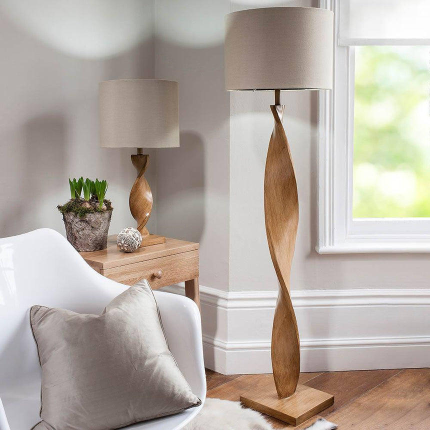 Abia Table Lamp Oak Effect - Comet Lighting