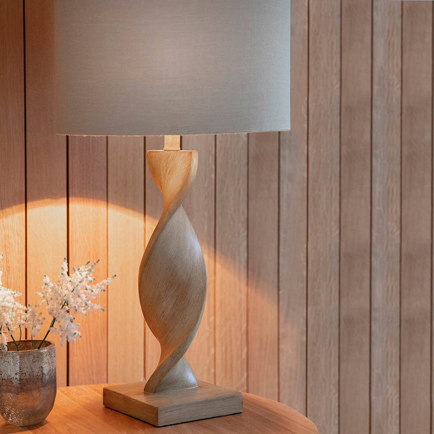 Abia Table Lamp Oak Effect - Comet Lighting