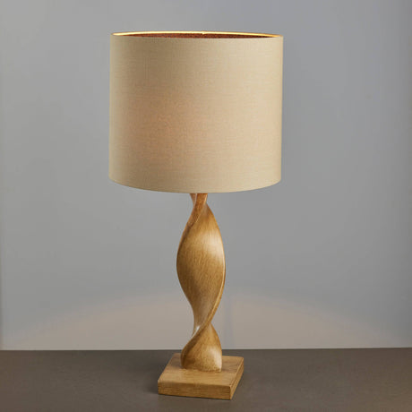 Abia Table Lamp Oak Effect - Comet Lighting