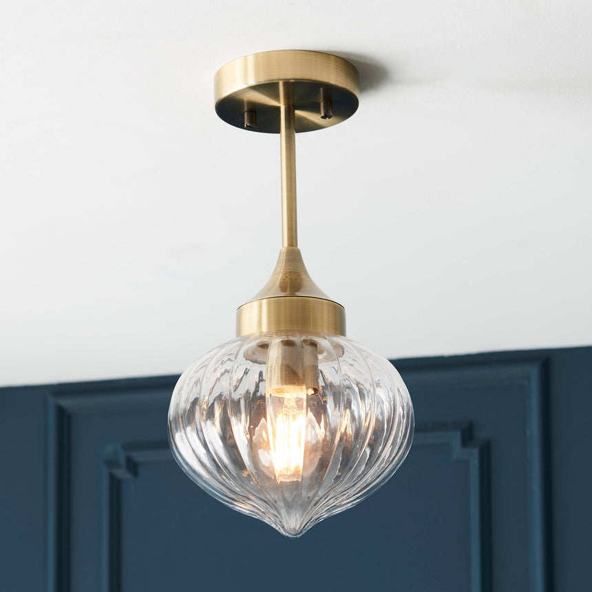 Addington Semi-Flush Ceiling Light Antique Brass - Comet Lighting