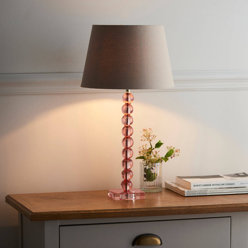 Adelie Blush Table Lamp & Cici 12 inch Grey Shade - Comet Lighting