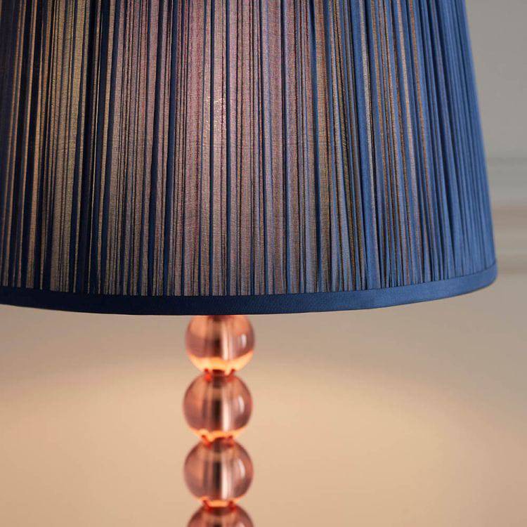 Adelie Blush Table Lamp & Wentworth 12 inch Blue Shade - Comet Lighting