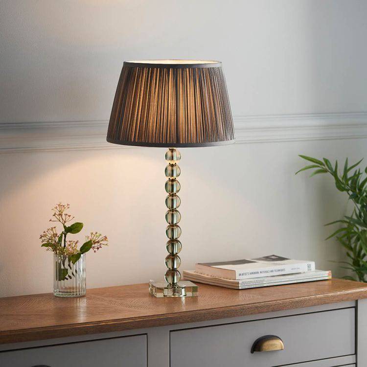 Adelie Grey/Green Table Lamp & Freya 12 inch Charcoal Shade - Comet Lighting