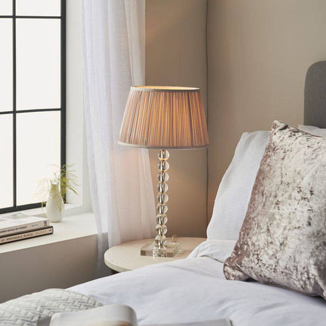 Adelie Table Lamp & Freya 12 inch Dusky Pink Shade - Comet Lighting