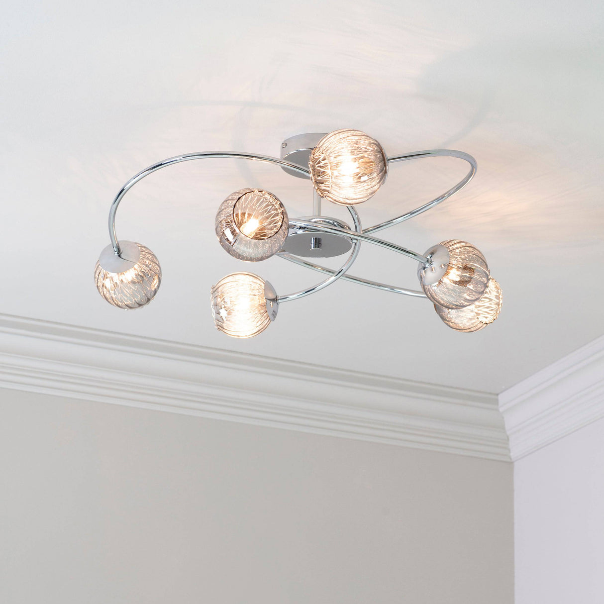 Aerith 6-Light Semi Flush Ceiling Light Chrome - Comet Lighting