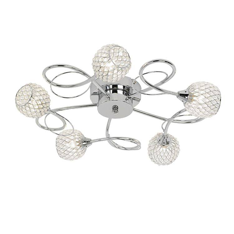 Aherne 5-Light Semi Flush Ceiling Light Chrome - Comet Lighting