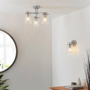 Alda 3-Light Semi Flush Ceiling Light Chrome - Comet Lighting