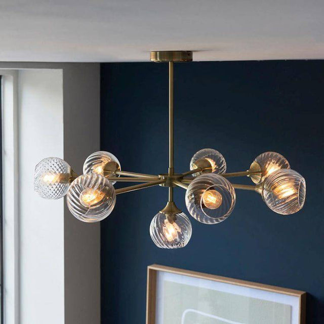 Allegra 8lt Pendant Ceiling Light Antique Brass - Comet Lighting