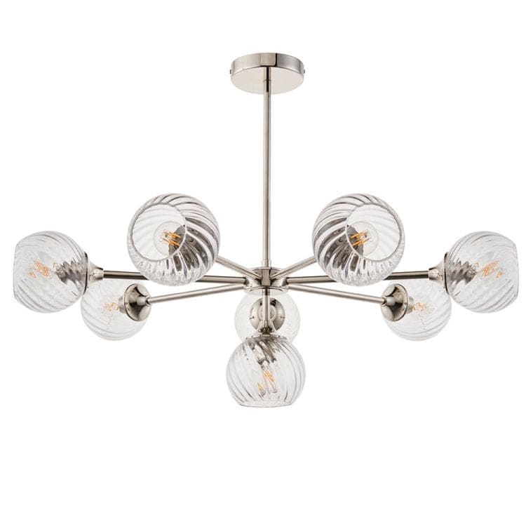 Allegra 8lt Pendant Ceiling Light Bright Nickel - Comet Lighting