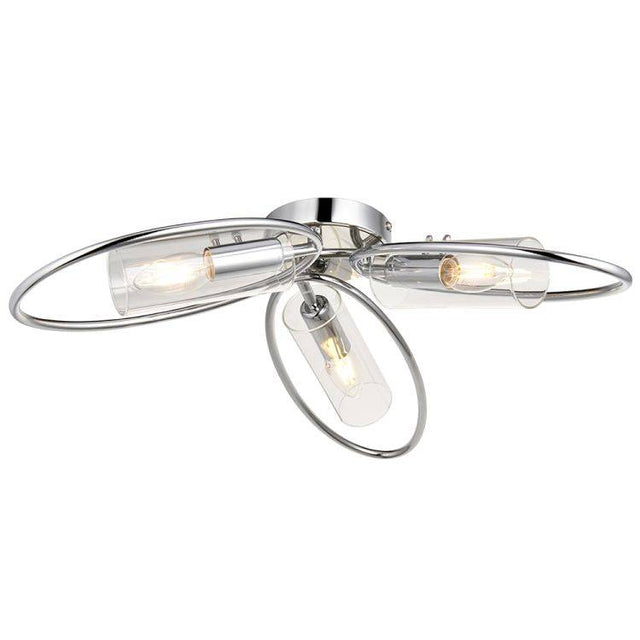 Amari 3Lt Semi-Flush Ceiling Light Chrome - Comet Lighting