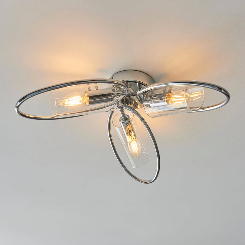 Amari 3Lt Semi-Flush Ceiling Light Chrome - Comet Lighting