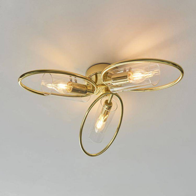 Amari 3Lt Semi-Flush Ceiling Light Polished Brass - Comet Lighting